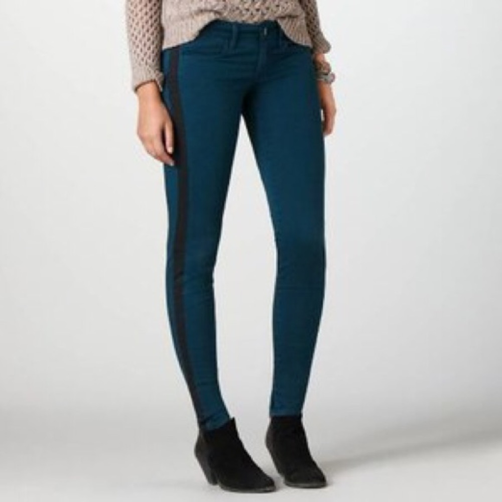 American eagle sateen jeggings teal black stripe